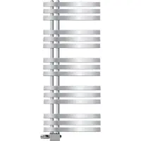LuxeBath Design Badheizkörper, 500x1200 mm, Chrome, Anschlussgarnitur Thermostat Universal Eck- und Durchgangsform, ohne Heizstab