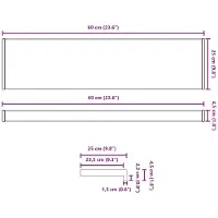 vidaXL Fensterbank Schwarz mit Holzmaserung 60 x 25 x 4,5 cm PVC