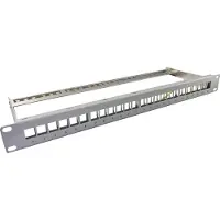 Helos Keystone - 19“ Modulträger 1 HE 24 Port, Entlastungsschiene, grau