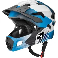 RockBros Kinderfahrradhelm 2 in 1 mit abnehmbarem Kinnschutz 12 Lüftungen S Blau