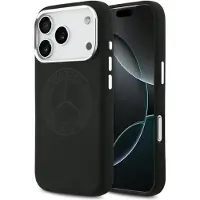 Mercedes Hülle iPhone 17 Pro Silikon schwarz Vintage Logo MagSafe