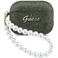 GUESS Schutzhülle für AirPods Pro 3, Glitter Pearl Strap Case, Grün