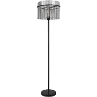 Globo Stehlampe, Metall, schwarz, Glas, rauchfarben, H 152 cm