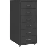 Décoshop26 - Büroschrank mit Schubladen auf Rollen 6 Schubladen 28 x 41 x 69 cm anthrazitfarbenes Metall DEC024556