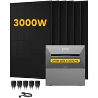 Anker SOLIX Solarbank 3 E2700 Pro, mit 6 x 500 Bifaziale Solarmodule, by Powerness - 5.4kWh / 5 x Smart Plug / Standardversand