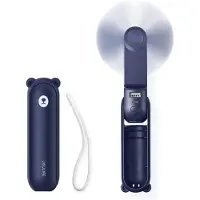 JISULIFE Handheld Fan Life8 Mini Portable USB Fan with 2000mAh Power Bank and Flashlight - Blue