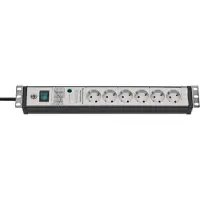Brennenstuhl Premium-Line Überspannungsschutz-Steckdosenleiste, 6-fach, 19"-Format, 3 m Kabel, beleuchteter Schalter, IP20, grau/schwarz