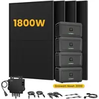 Growatt NOAH 2000 Batteriespeicher für Balkonkraftwerke, mit 4 x 450W Bifaziale Solarmodule,by Powerness - 4x NOAH 2000 8192Wh + 800W Wechselrichter / Powerness Express