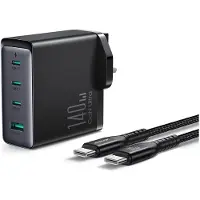 JOYROOM JR-TCG05UK UK GaN-Ladegerät 140 W 3X USB-C USB-A + 240 W 1,2 m USB-C/USB-C-Kabel