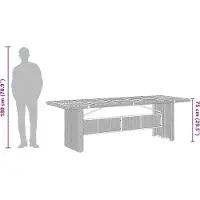 vidaXL Gartentisch mit Akazienholz-Platte Grau 240x90x75cm Poly Rattan