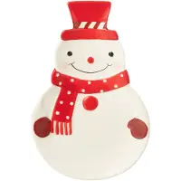 J-Line Servierplatte "Schneemann" in Weiß/ Rot - (L)27 cm - onesize