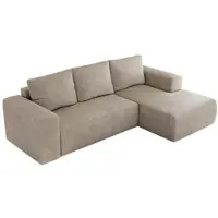 MKS Meble Sofa mit Schlaffunktion - Ecksofa mit Schlaffunktion und Bettkasten - Sofa 3 Sitzer - Schlafsofa - Couch - Schlafsofa mit Bettkasten - Trentino L - Beige Stukture - Rechts