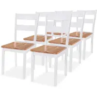 vidaXL Esszimmerstühle 6 Stk. Weiß Massivholz Gummibaum