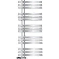 LuxeBath Design Badheizkörper, 500x1200 mm, Chrome, Anschlussgarnitur und Thermostat Eck Wandanschluss, ohne Heizstab