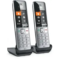 Siemens COMFORT 500HX duo, Analoges/DECT-Telefon, Kabelgebundenes Mobilteil, Freisprecheinrichtung, 200 Eintragungen, Anrufer-Identifikation, Schwarz, Silber