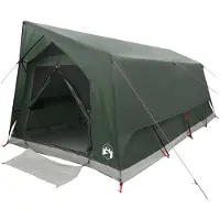 vidaXL Tunnelzelt mit Dach Armeegrün 10 Personen Polyester und Stahl