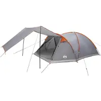 vidaXL Hütten-Zelt 8 Personen Grau und Orange Polyester und Stahl