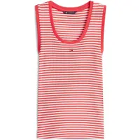 Tommy Hilfiger Essential Rib Tank Red Alert/stripe Größe: M | Tanktops Outlet | Damen | Rot