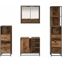 vidaXL Badezimmermöbel-Set 4 stk. Altholz 65 x 33 x 60 cm
