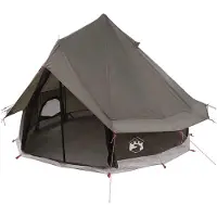 vidaXL Tipi Zelt mit Dach Braun Grau 250 x 250 cm Polyester und Stahl