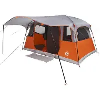vidaXL Tunnelzelt 10 Personen Grau und Orange Polyester und Stahl