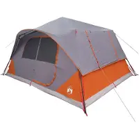vidaXL Sofort Zelt 10 Personen Grau und Orange Polyester und Stahl