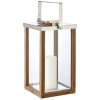 Edzard Laterne Miami (Höhe 49 cm) mit klappbarem Griff, Holz und Edelstahl glänzend vernickelt