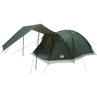 vidaXL Hütten-Zelt mit Dach Armeegrün 6-Personen Polyester und Stahl