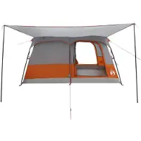vidaXL Familienzelt 10 Personen Grau und Orange Polyester und Stahl