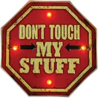 Forever Light Metallschild RETRO LED Don't Touch Schild groß 29,5 x 29,5cm Leuchtschild für Zimmer, Garage, Bar, Nachtlicht, Geschenk
