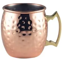 Genware Moscow Mule Becher, Edelstahl kupferfarben, gehämmert - 400ml"