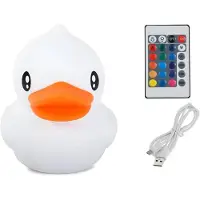 VERK 24082: Nachtlicht mit RGB-Beleuchtung, Entenform, berührungsempfindlich, USB-betrieb, 1200mAh Akku, mit Fernbedienung