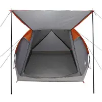 vidaXL Hütten-Zelt 4 Personen Grau und Orange Polyester und Stahl