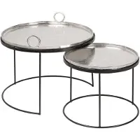 Invicta riess-ambiente 2er Set Runde Couchtische ELEMENTS 65cm silber schwarz Metall Tablett Beistelltisch Tisch