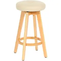 Proregal Barhocker drehbar und einfach | Sitzhöhe 67cm | Holz Kunstleder drehbar | Creme | helle Beine | Barstuhl Tresenhocker