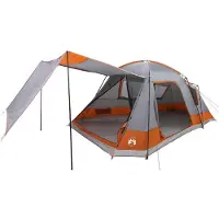 vidaXL Hütten-Zelt Grau und Orange 12-Personen Polyester und Stahl
