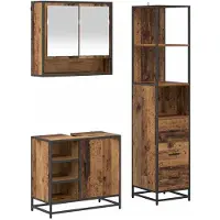 vidaXL Badezimmermöbel-Set 3 stk. Altholz 35 x 37,5 x 166 cm