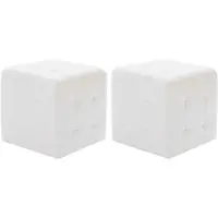 Décoshop26 - Set aus 2 gepolsterten Fußhockern/Poufs 30 x 30 x 30 cm aus weißem PVC DEC030039