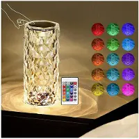 Lunartec LED-Kristall-Akku-Tischlampe mit Touch, Fernbedienung, RGBW, 2000 mAh