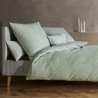 Fleuresse gewebte Edelflanell Bettwäsche Lech Boston 200x200 cm + 2x 80x80 cm | grün - grün