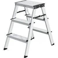 Songmics Leiter, Trittleiter, Aluleiter mit 3 Stufen, Stehleiter, bis 150 kg