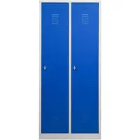 Proregal Garderobenspind Camel | 2-Fach mit Pro-Aufteilung| HxBxT 180x80x50 cm | Vorhängeschloss | Grau-Blau