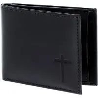 OXMOX Leder Geldbörse Leather RFID Protect Pocketbörse Freedom Cross Embossed Black schwarz