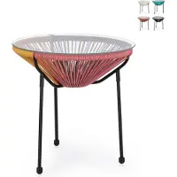 Yes Runder Outdoor-Beistelltisch Ø50 cm aus Seilgeflecht Parker - Bunt 1