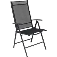 Linder Exclusiv GmbH Klappsessel 7 Positionen Gartenstuhl Gartenmöbel Liegesessel verstellbar Schwarz