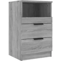 Décoshop26 - Nachttisch mit zwei Schubladen und offenem Fach 40 x 36 x 65 cm graues Holzwerkstoff DEC034688