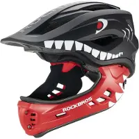 RockBros TT-32006 Shark Kinder Fahrradhelm mit Kinnschutz Größe S Schwarz