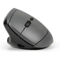 BakkerElkhuizen MidWay mouse Left, Linkshändig, Vertikale Ausführung, Optisch, RF Wireless + Bluetooth + USB Type-C, 2400 DPI, Grau, Schwarz