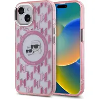 Karl Lagerfeld KLHMP15SHMCKMHP iPhone 15 6.1" różowy/pink IML Monogram Karl&Choupette Head MagSafe