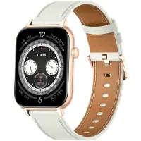 COLMI C28 Smartwatch in Gold mit weißem Lederarmband